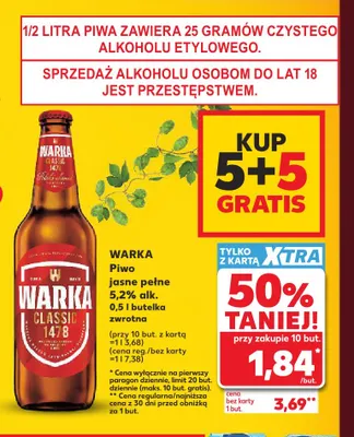 Piwo Warka 5,2% promocja w Kaufland