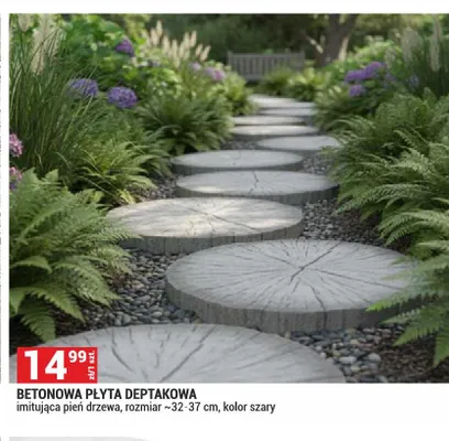 Betonowa płyta deptakowa imitująca pień drzewa ~32-37cm promocja w Merkury Market