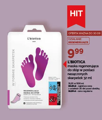 Maska do stóp L'biotica regenerująca w postaci nasączonych skarpetek promocja w Ziko Dermo