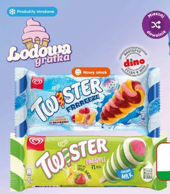 Lody na patyku Twister Pineapple Algida promocja w Dino