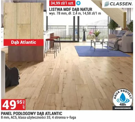 Panel podłogowy Dąb Atlantic Classen 8mm AC5 klasa użyteczności 33 4-stronna v-fuga promocja w Merkury Market