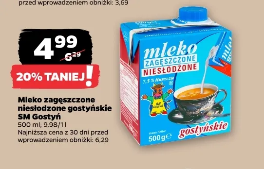Mleko zagęszczone niesłodzone gostyńskie SM Gostyń promocja w Netto