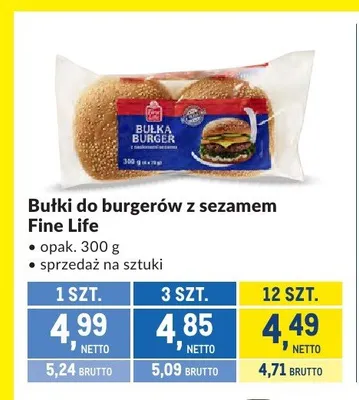 Bułki do burgerów z sezamem Fine Life promocja w Makro