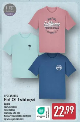 T-shirt męski Moda XXL UP2FASHION 100% bawełna promocja w Aldi