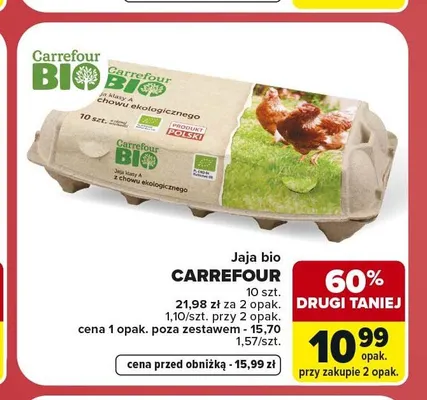 Jaja bio Carrefour Bio 10-pak promocja w Carrefour