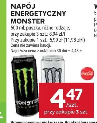 Napój energetyczny Monster biały promocja w Stokrotka
