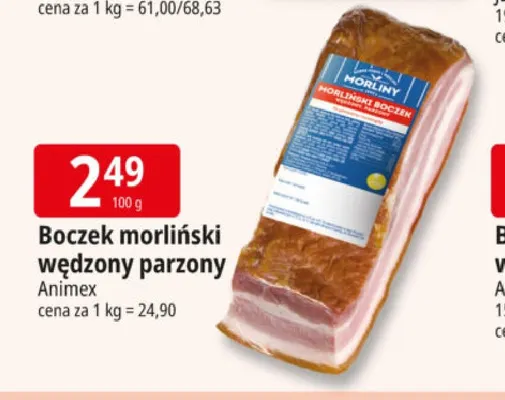 Boczek morliński wędzony parzony Animex promocja w Leclerc