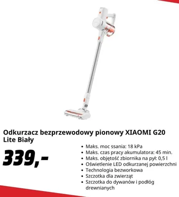 Odkurzacz bezprzewodowy pionowy Xiaomi G20 Lite Biały promocja w Media Markt