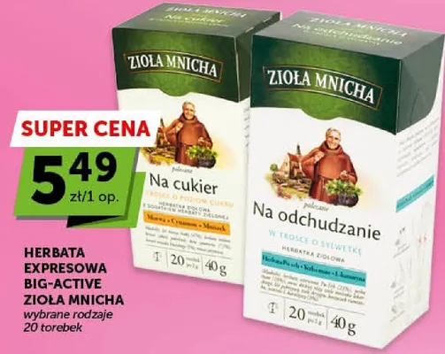 Herbata ekspresowa big-active na cukier, na odchudzanie promocja w ABC