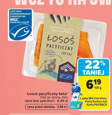 Łosoś pacyficzny keta filet ze skórą Connoisseur promocja w Carrefour