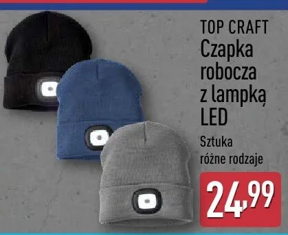 Czapka robocza z lampką LED promocja w Aldi
