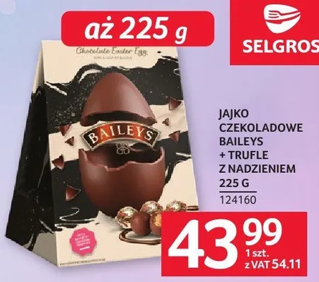 Jajko czekoladowe Baileys z truflą z nadzieniem 225g promocja w Selgros
