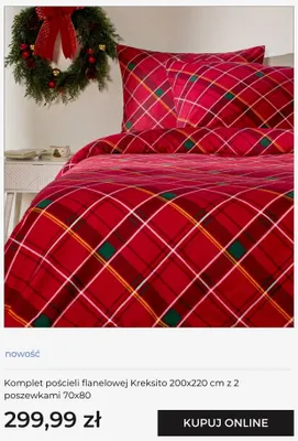 Komplet pościeli flanelowej Kreksito 200x220 cm z 2 poszewkami 70x80 promocja w home&you