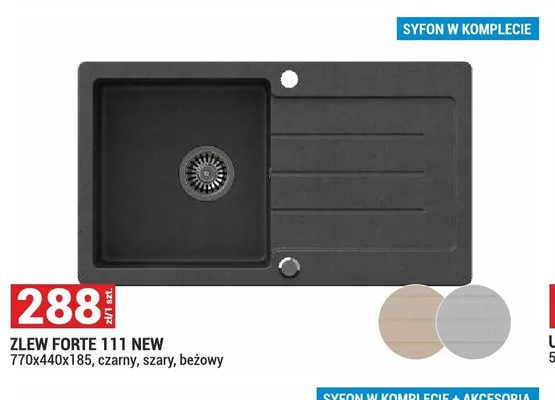 Zlew Forte 111 New szary promocja w Merkury Market