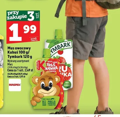 Mus owocowy Tymbark Truskawka Banan Jabłko Marchew promocja w TOPAZ