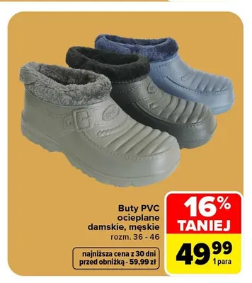 Buty PVC ocieplane damskie męskie promocja w Carrefour