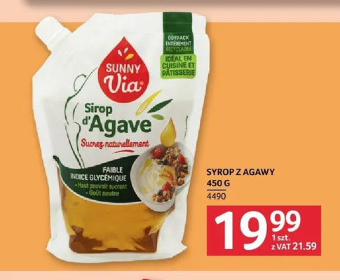 Syrop z agawy Sunny Via promocja w Selgros