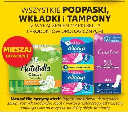 Podpaski, wkładki i tampony promocja w Kaufland