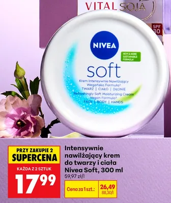 Intensywnie nawilżający krem do twarzy i ciała Nivea Soft promocja w Biedronka