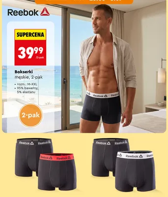 Bokserki męskie Reebok 2-pak promocja w Biedronka
