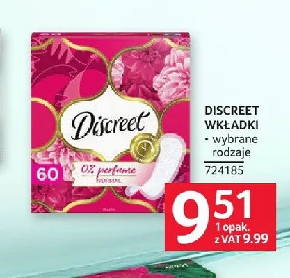 Wkładki higieniczne Discreet promocja w Selgros