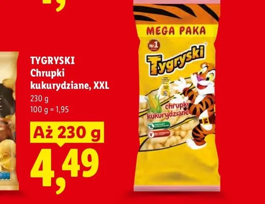 Chrupki kukurydziane XXL Tygryski promocja w Lidl
