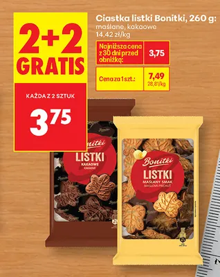 Ciastka listki Bonitki maślane promocja w Biedronka