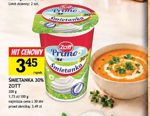 Śmietanka Zott Primo 30% promocja w Gram Market