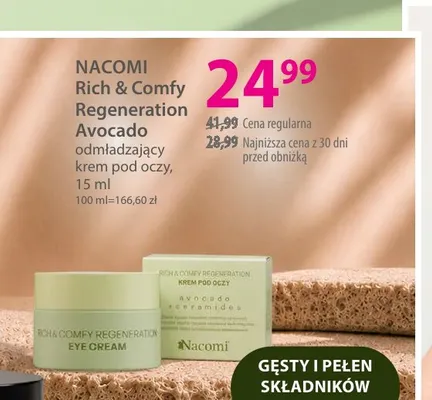 Odmładzający krem pod oczy Rich & Comfy Regeneration Avocado Nacomi promocja w Hebe