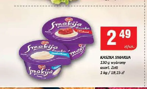 Kaszka Smakija z sosem wiśniowym Zott promocja w Chorten