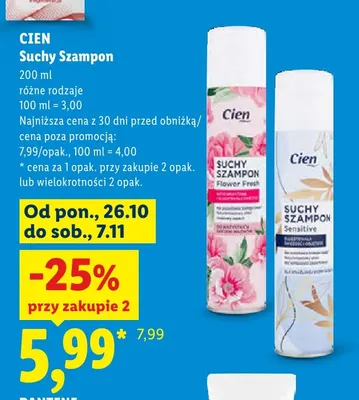 Suchy szampon Cien Sensitive promocja w Lidl
