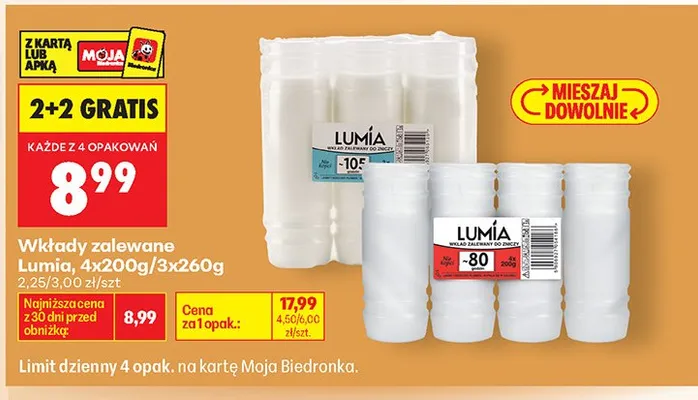 Wkłady zalewane Lumia 4x200g promocja w Biedronka