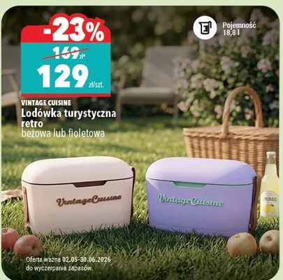 Lodówka turystyczna retro Vintage Cuisine fioletowa pojemność 18,3l promocja w Biedronka Home