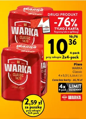 Piwo Classic 4-pack promocja w Intermarche