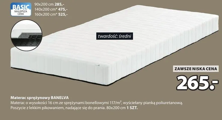 Materac sprężynowy BANELVA promocja w Jysk