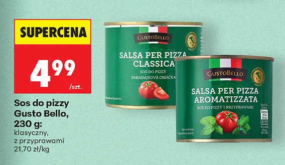 Sos do pizzy Gusto Bello z przyprawami promocja w Biedronka