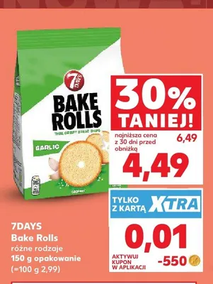 Chrupki chlebowe Bake Rolls 7Days promocja w Kaufland
