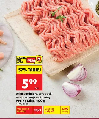 Mięso mielone z łopatki wieprzowej i wołowej Kraina Mięs promocja w Biedronka
