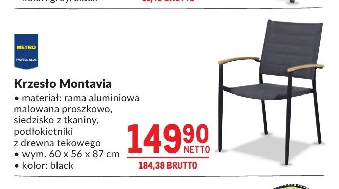 Krzesło Montavia black promocja w Makro
