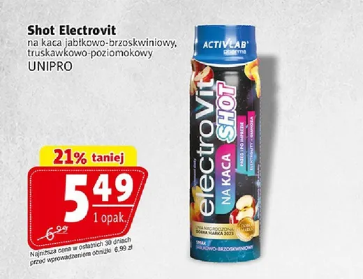 Shot Electrovit na kaca truskawkowo-poziomkowy Activlab Pharma promocja w Prim Market