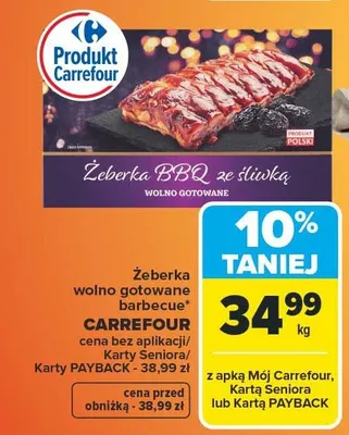 Żeberka BBQ ze śliwką wolno gotowane barbecue promocja w Carrefour
