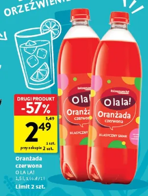 Oranżada czerwona O la la! promocja w Intermarche