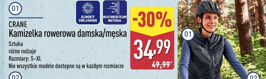 Kamizelka rowerowa damska/męska promocja w Aldi