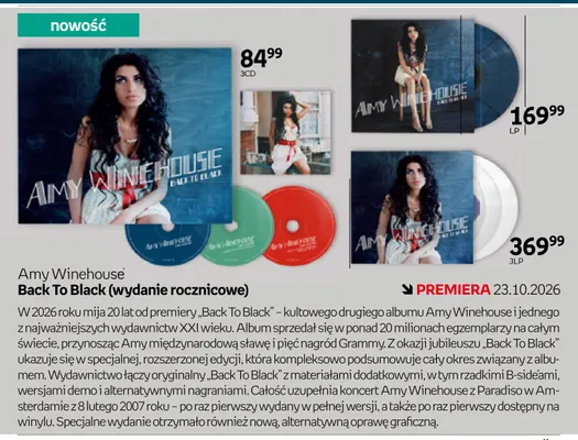 Amy Winehouse Back To Black (wydanie rocznicowe) 3LP promocja w Empik