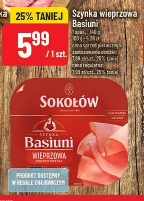 Szynka wieprzowa Basiuni Sokołów promocja w POLOmarket