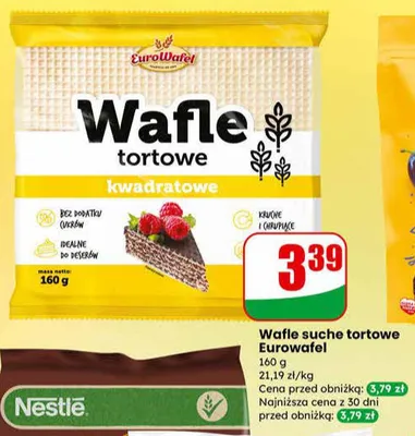 Wafle tortowe kwadratowe suche promocja w Dino