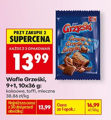 Wafle toffi 10x36 g promocja w Biedronka