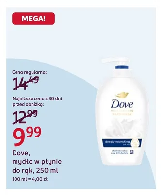 Mydło w płynie do rąk Dove promocja w Rossmann