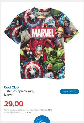 T-shirt chłopięcy Marvel Cool Club promocja w Smyk