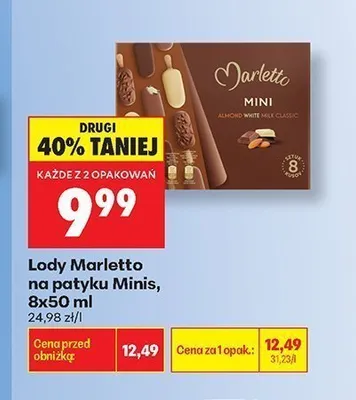 Lody Marletto na patyku Minis 8-pak promocja w Biedronka